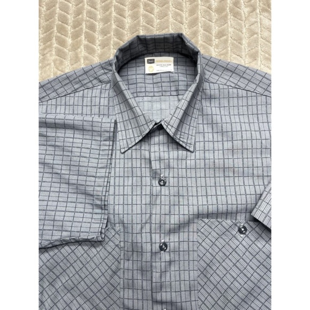 Sears Mens Medium Large Shirt Perma Prest Work Clothing Roebuck Gray Vintage